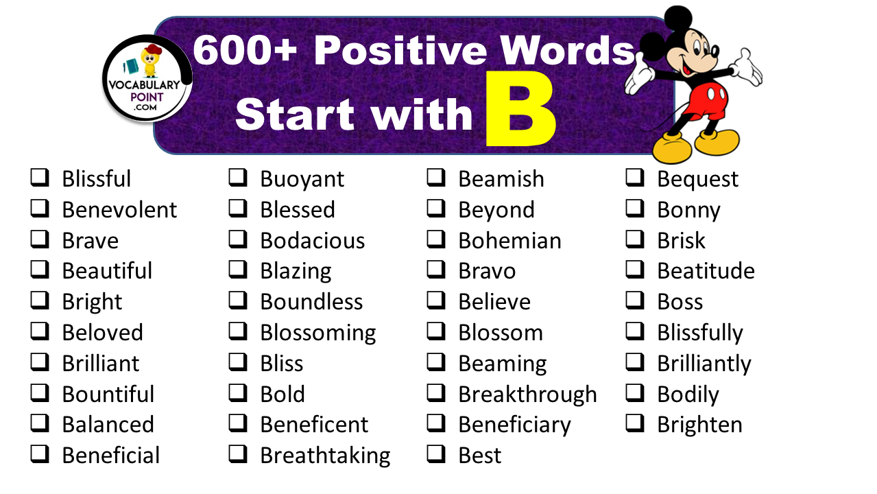 Positive Words That Start With B (Nice & Kind words)