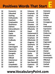 Positive Vocabulary Words that Start with E - Vocabulary Point