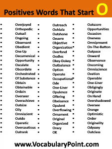 Positive Vocabulary Words that Start with O - Vocabulary Point