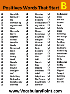 Positive Vocabulary Words That Start With B - Vocabulary Point