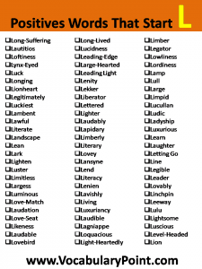 Positive Vocabulary Words that Start with L - Vocabulary Point