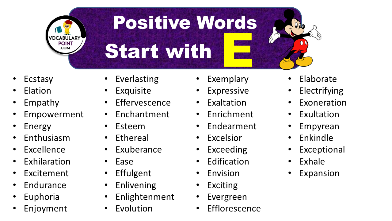 Positive Words that Start with E