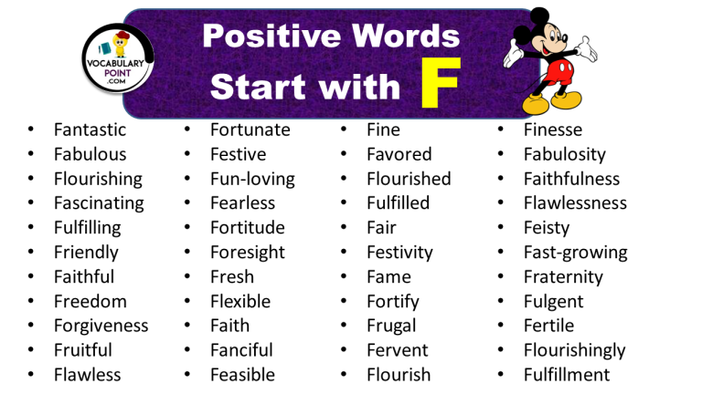 Positive Vocabulary Words That Start With F Vocabulary Point