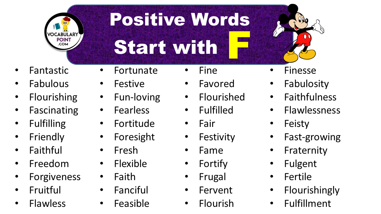 Positive Words that Start with F