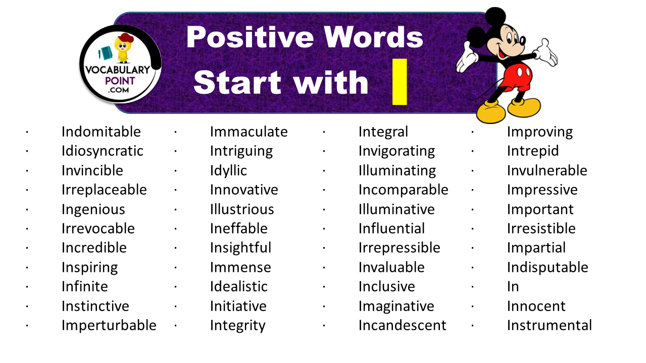 Positive Words that Start with I