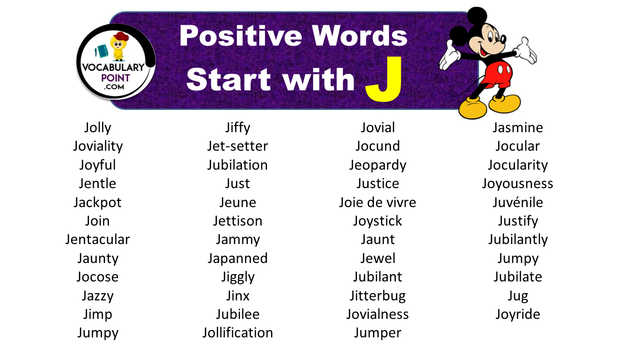 Positive Words that Start with J