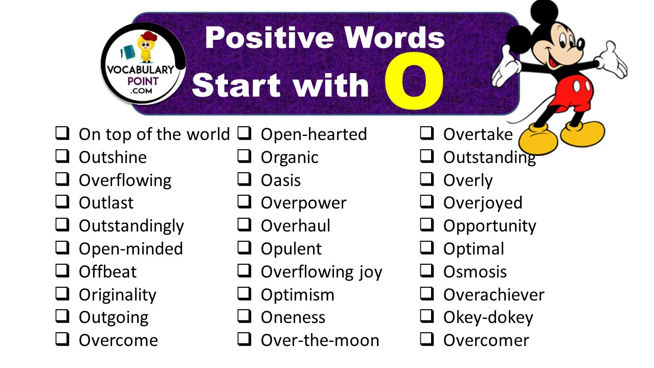 Positive Words that Start with O ( Nice & Kind words)