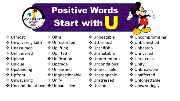 Positive Vocabulary Words that Start with U - Vocabulary Point