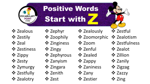 Positive Vocabulary Words that Start with Z - Vocabulary Point