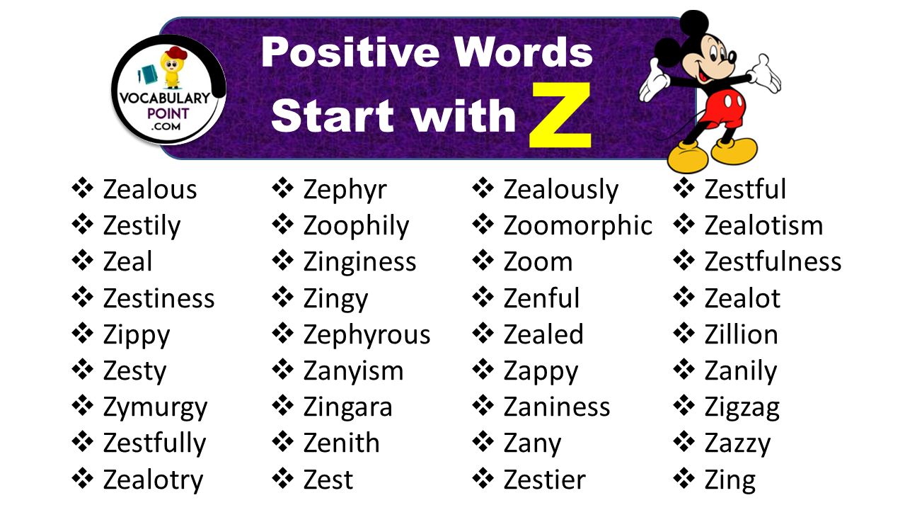 Positive Words that Start with Z