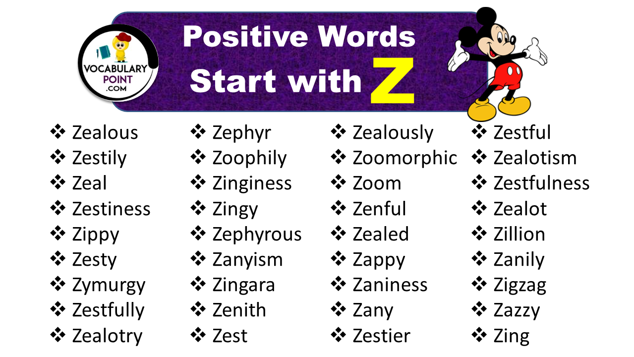 What Are Positive Words That Start With A Z