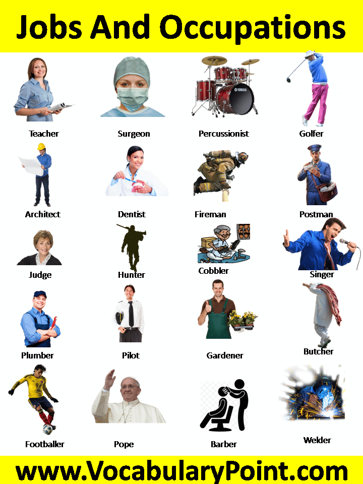 Types Jobs and Occupations in English with Pictures