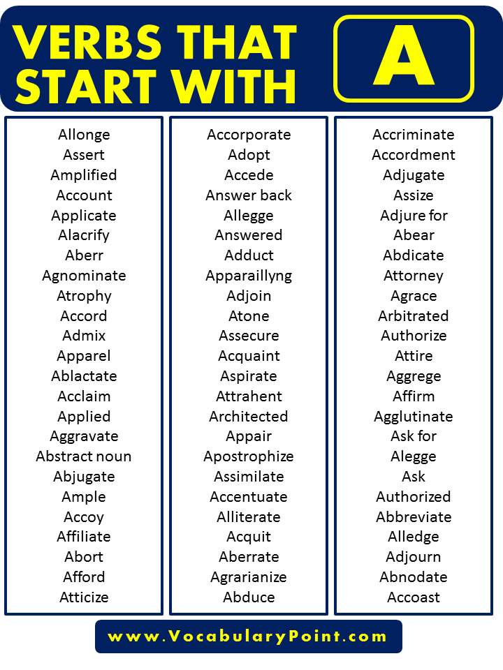 Verbs that begin with A