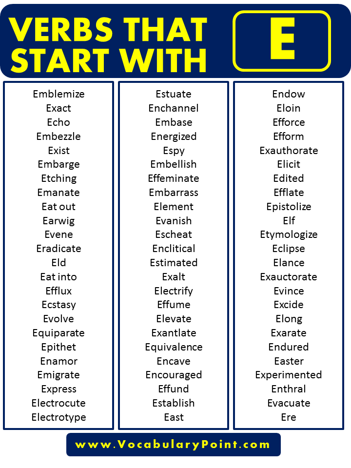 Verbs that begin with E