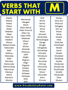 Verbs That Start With M In English - Vocabulary Point