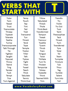 Verbs that start with T in English Vocabulary Point