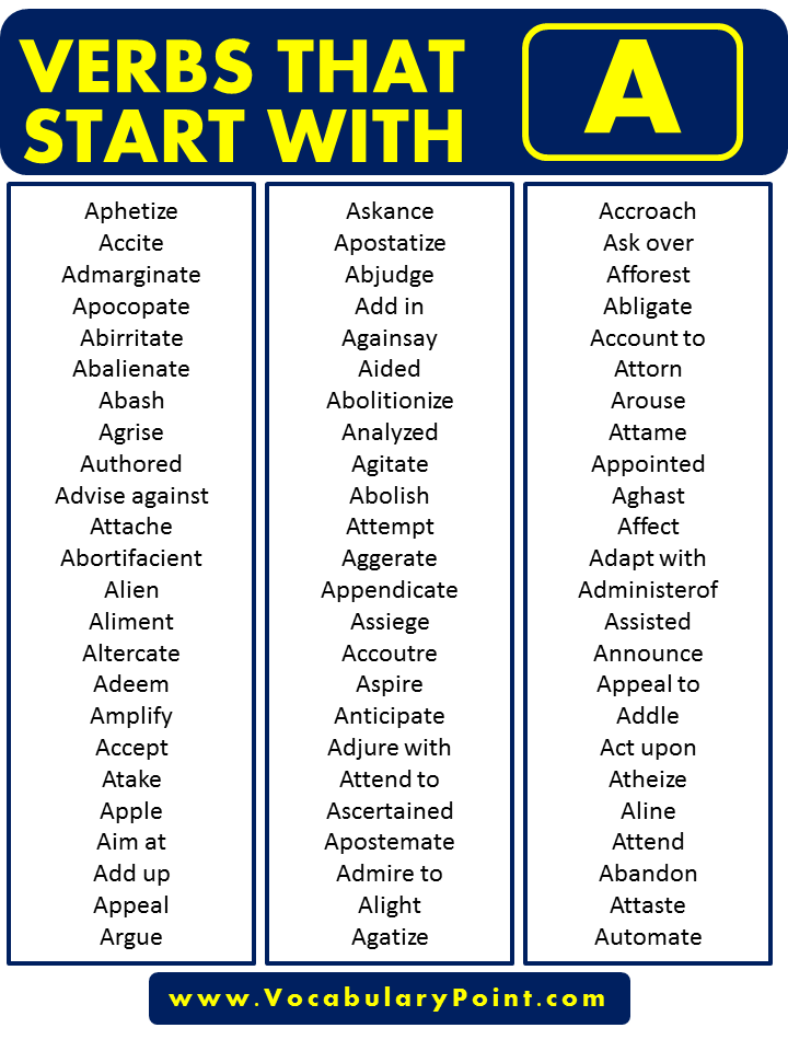 Verbs that beginning with A