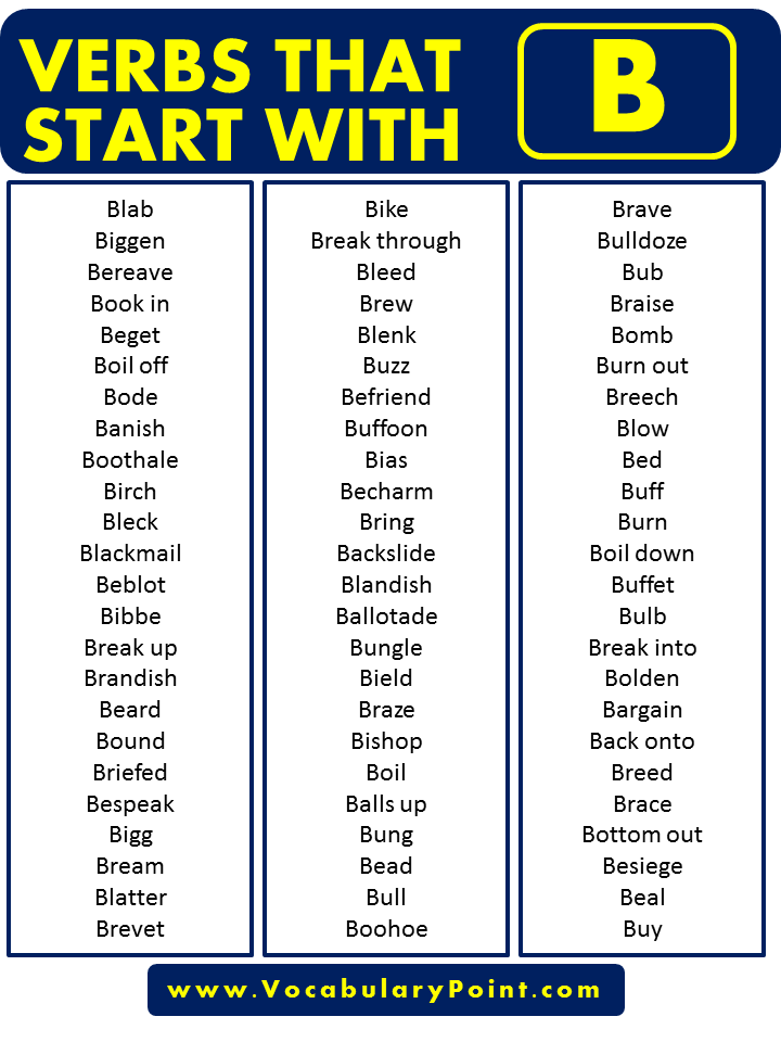Verbs that start with B in English