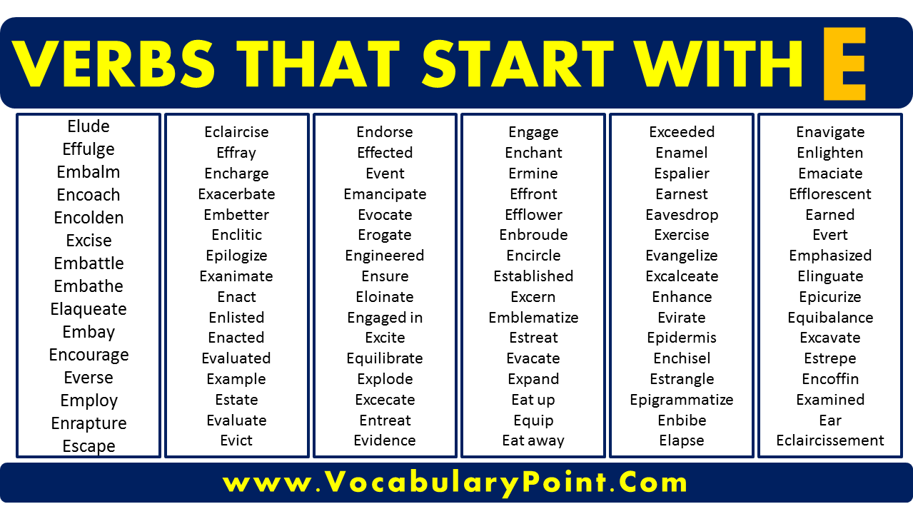 Verbs that start with E