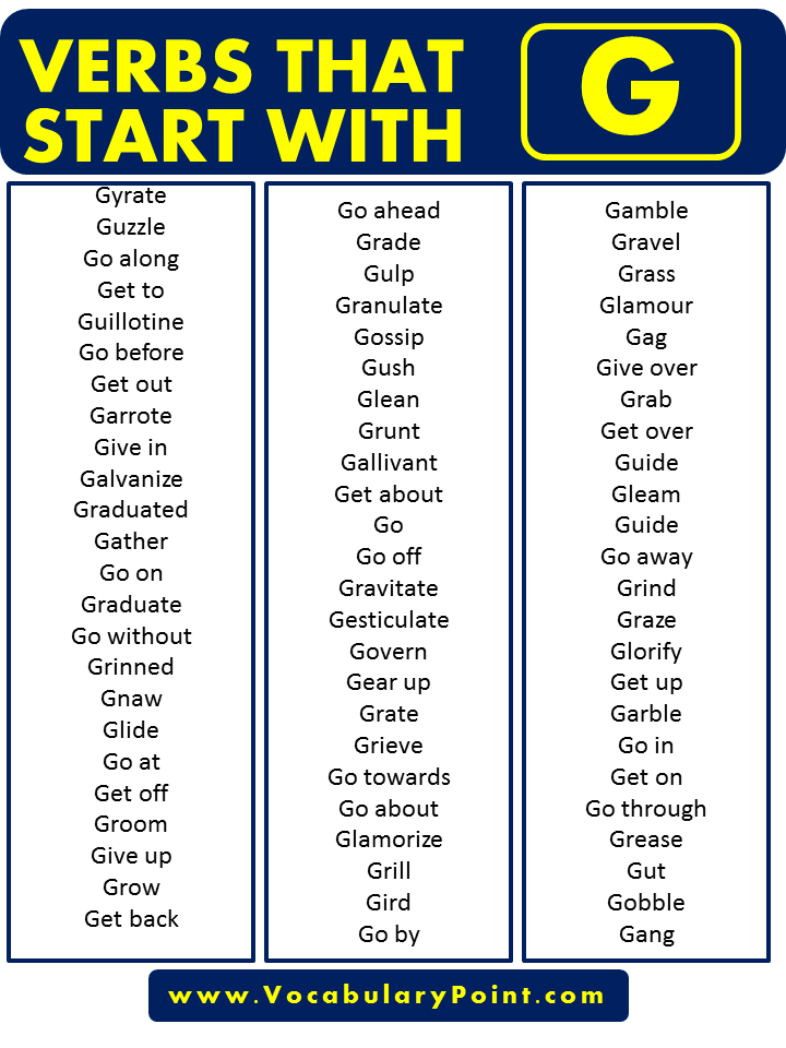 Verbs that start with G in English