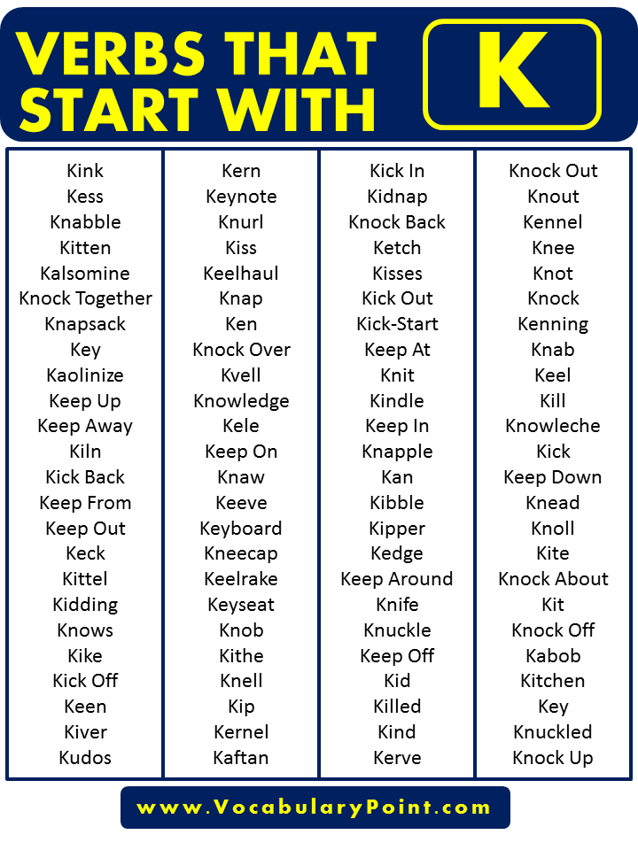Verbs that start with K in English