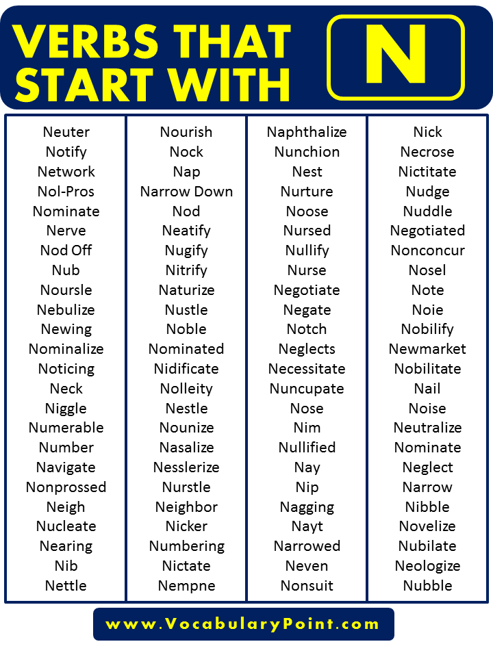 Verbs that start with N in English