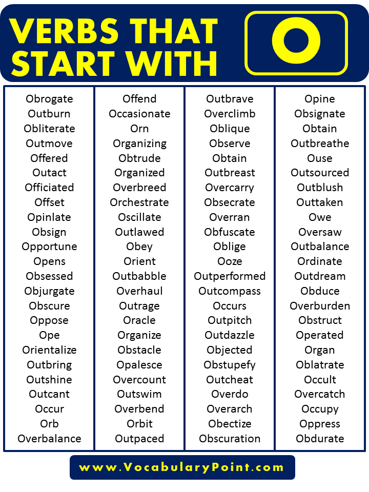 Verbs that start with O in English