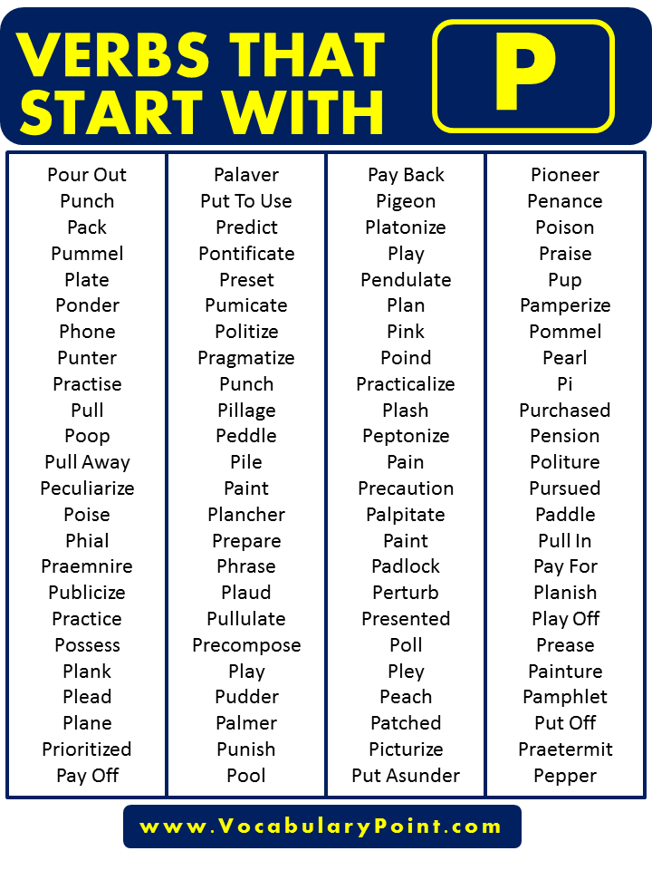 Verbs that start with P in English