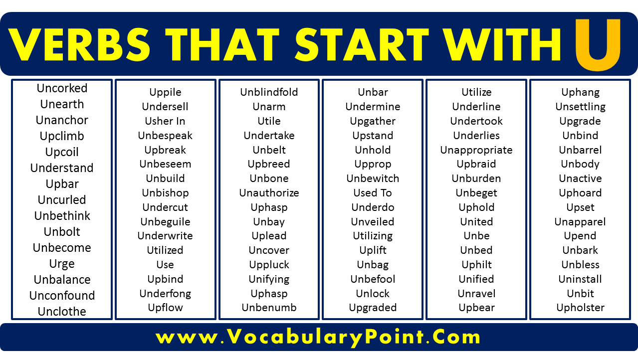 Verbs that start with U