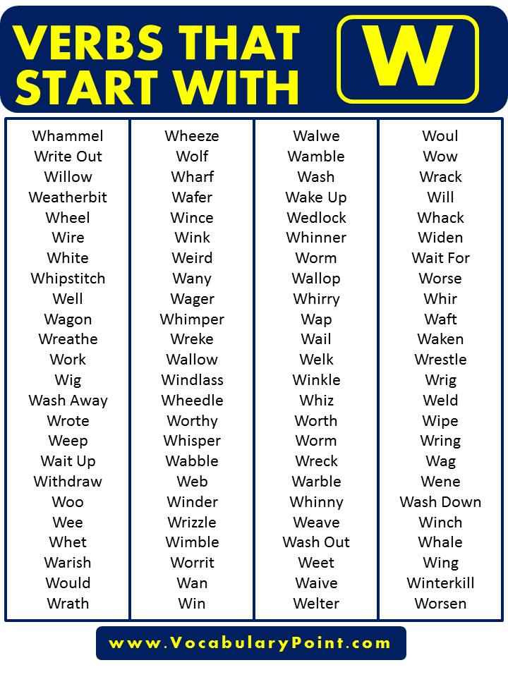 Verbs that start with W in English
