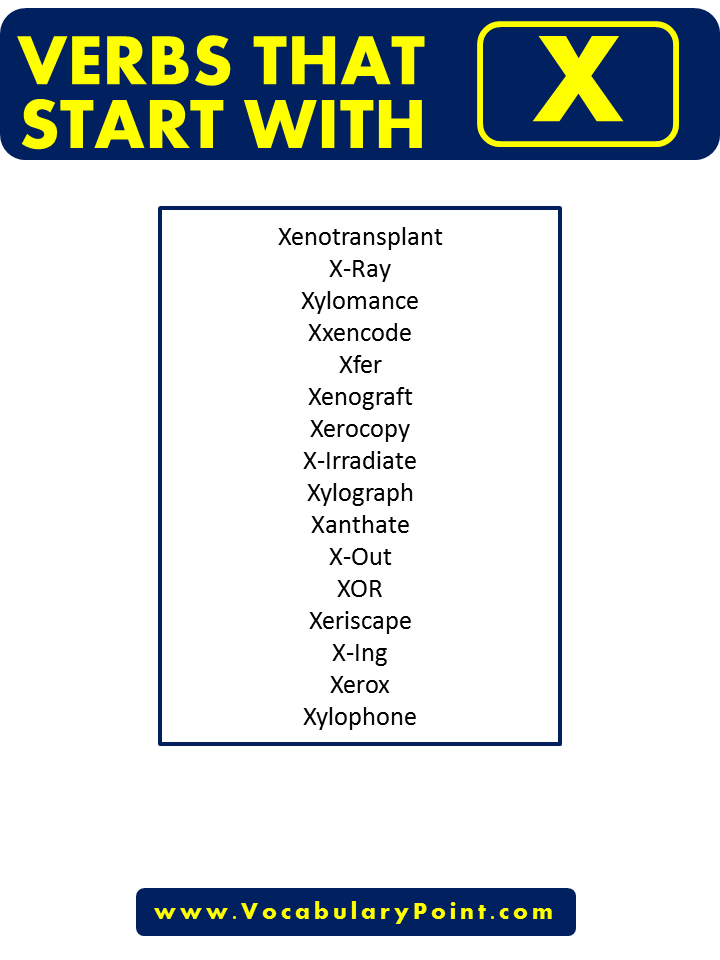 Verbs that start with X in English