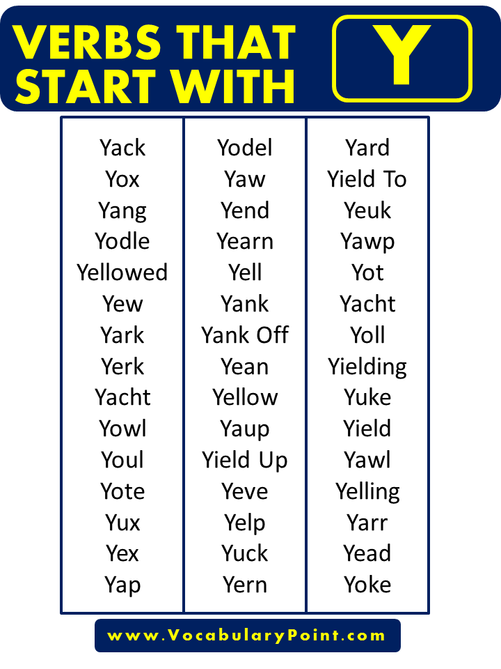 Verbs that start with Y in English - Vocabulary Point