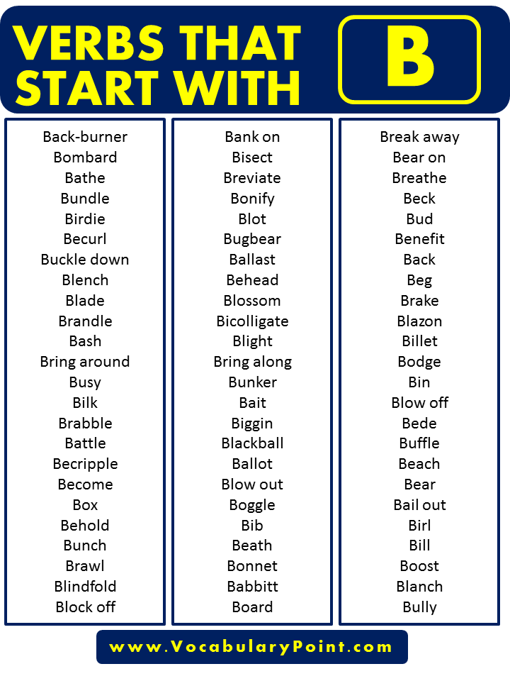 Verbs that starting with B in English