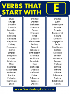 Verbs That Start With E In English - Vocabulary Point