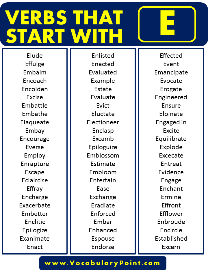 Verbs that starting with E