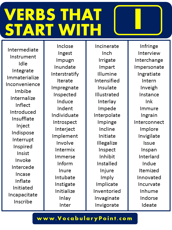 Verbs that starting with I