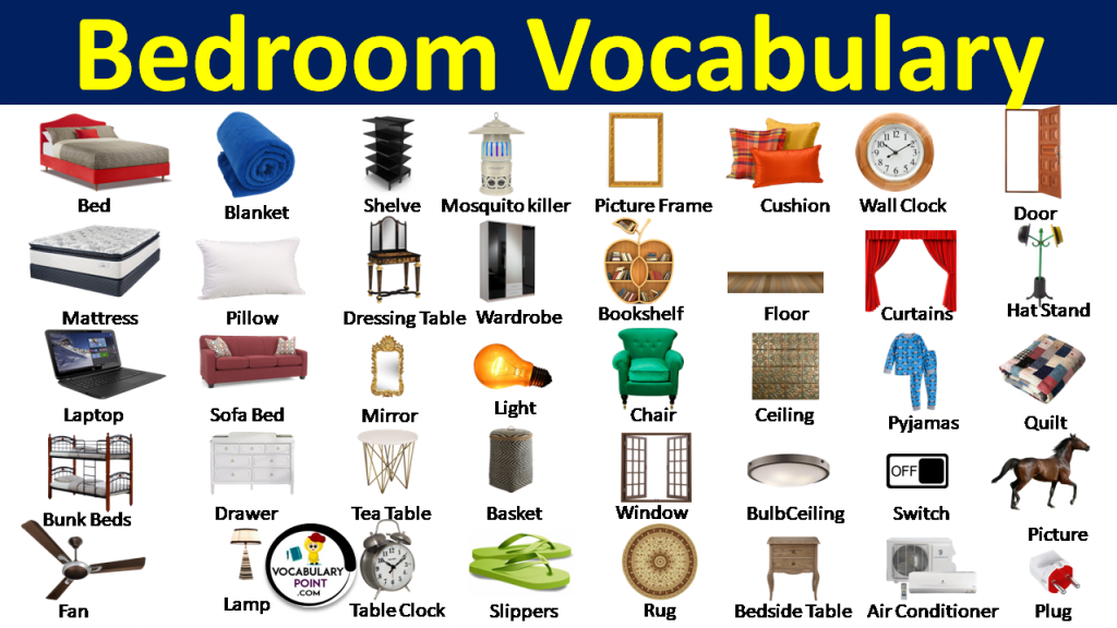 List Of Bedroom Vocabulary With Pictures In English Vocabulary Point