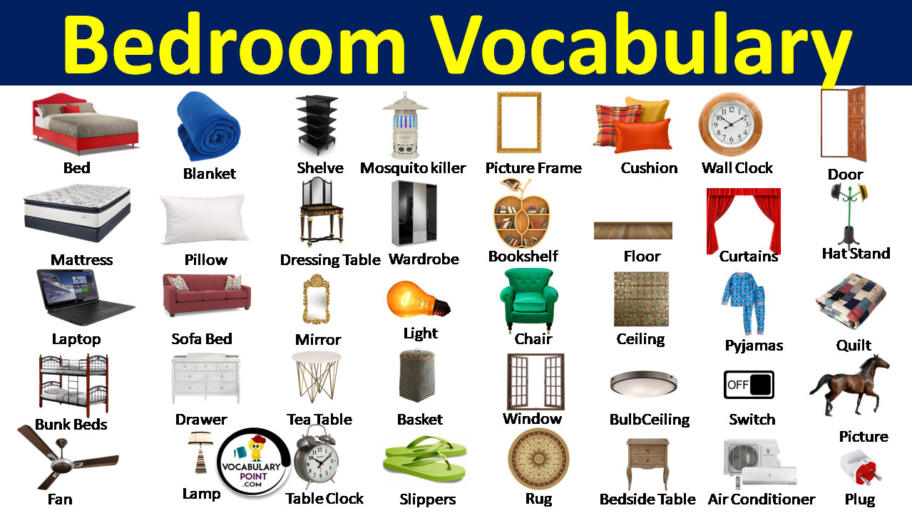 List Of Bedroom Vocabulary With Pictures In English