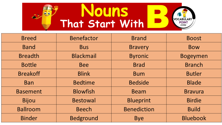 Nouns That Start With B - Vocabulary Point