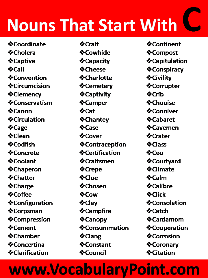 Nouns That Begin With C