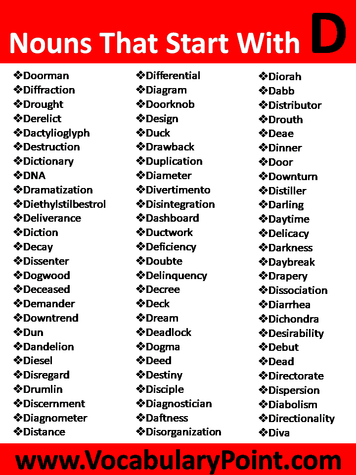 Nouns That Start With D - Vocabulary Point