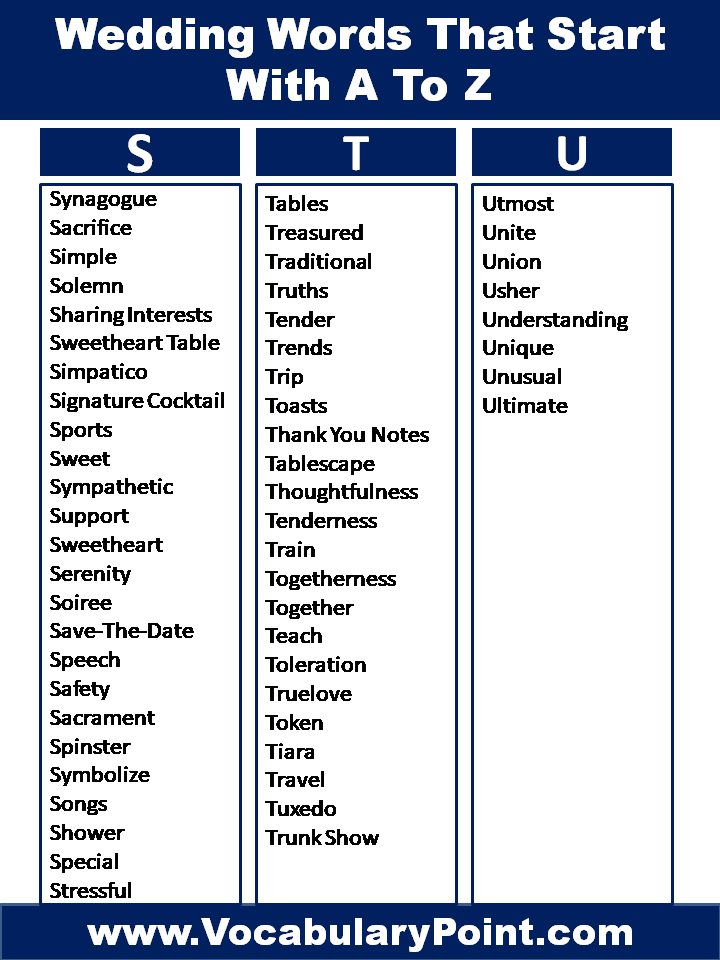 Wedding Words Beginning With A To Z 2