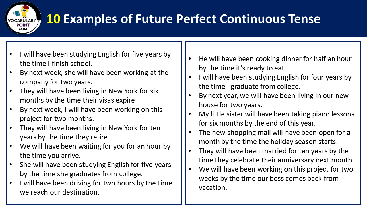 10 Examples of Future Perfect Continuous Tense 1