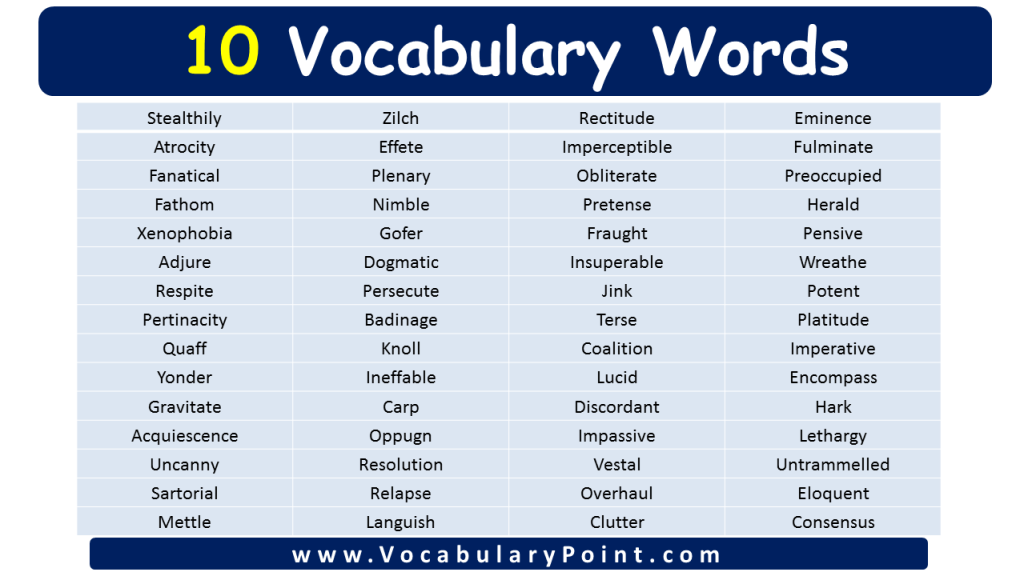 10 vocabulary words