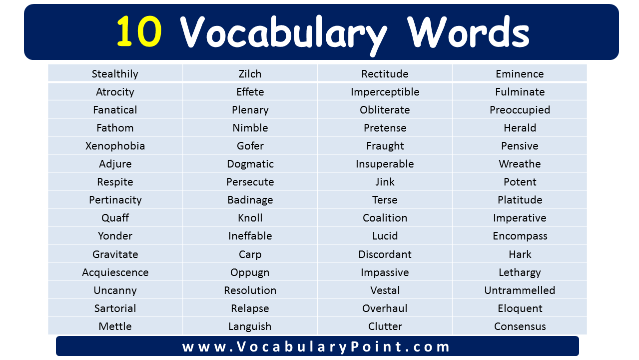 10 Vocabulary Words