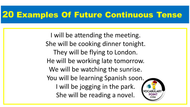 20 Examples of Future Continuous Tense - Vocabulary Point