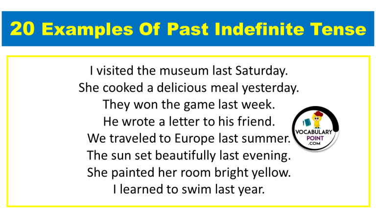 20 Examples of Past Indefinite Tense - Vocabulary Point