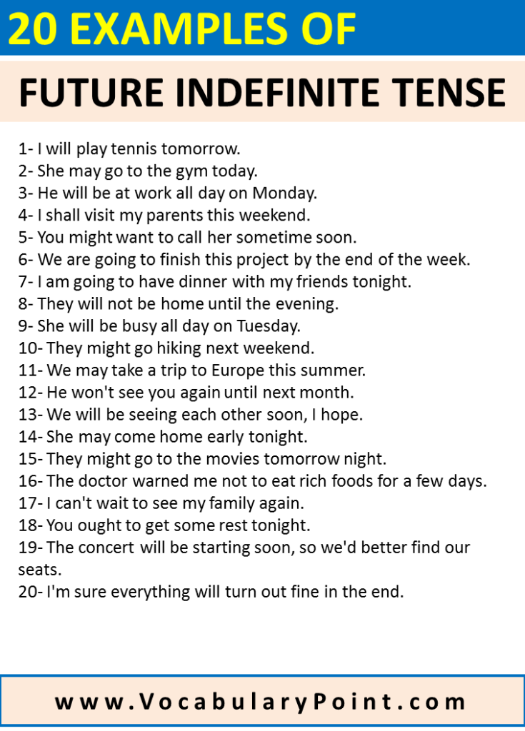 10 Sentences Of Future Indefinite Tense