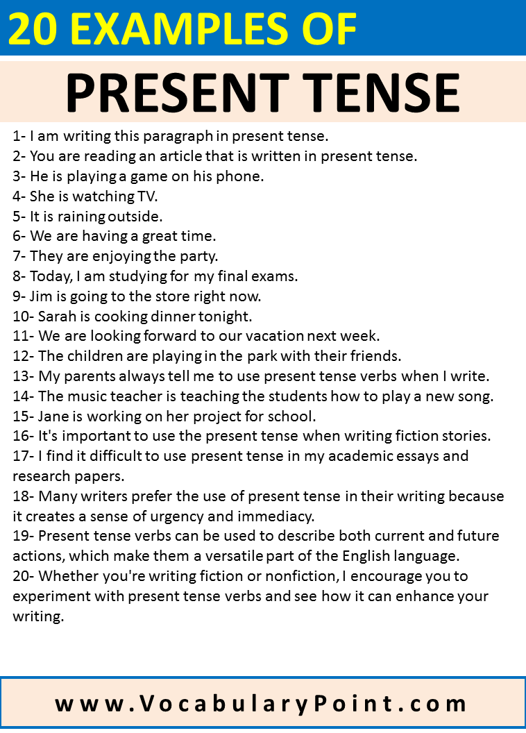 20 present tense Examples