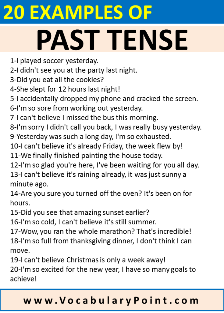 20 Examples of Past Tense - Vocabulary Point